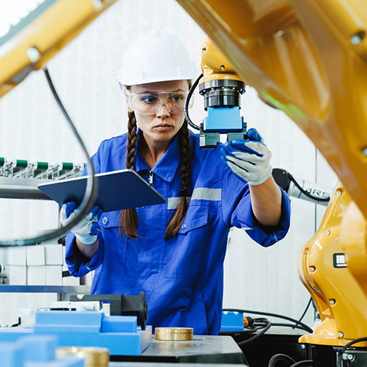 Technician inspecting asset equipment utilizing m1Facility